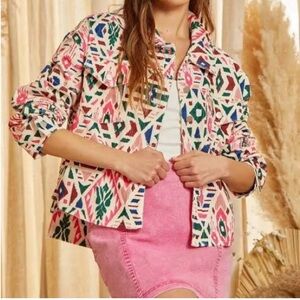 Savanna Jane Multicolor Aztec Corduroy Jacket